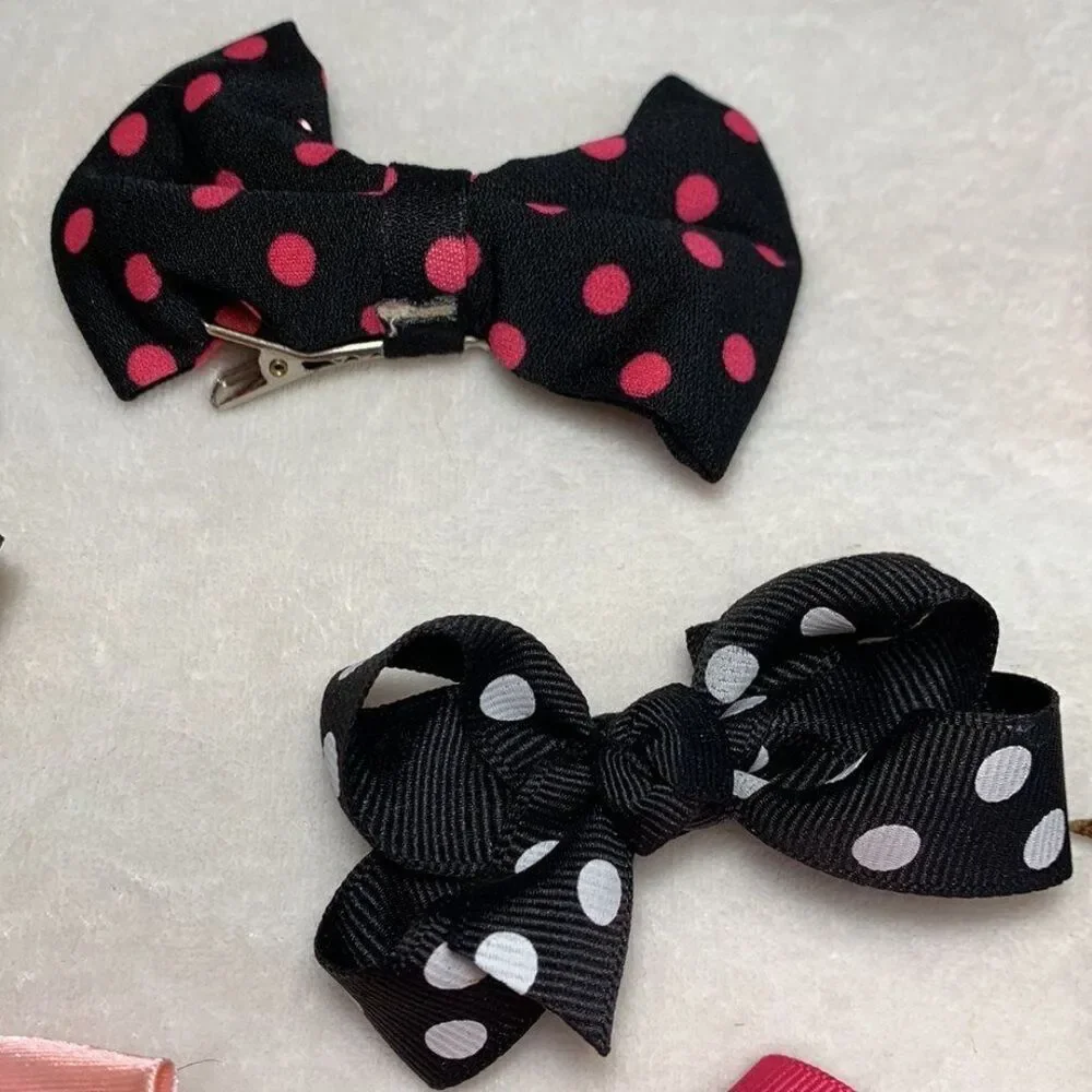 Lot of Nine Hair Bow Barrettes for Kids Hair
